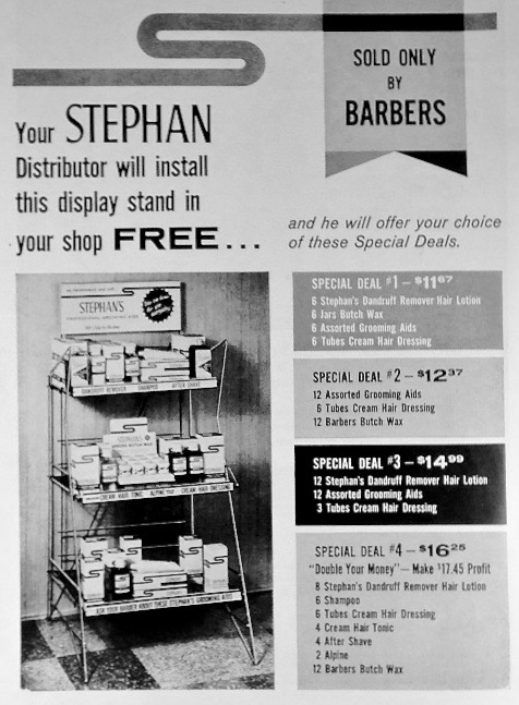 Stephan's grooming aids Barbershop display
